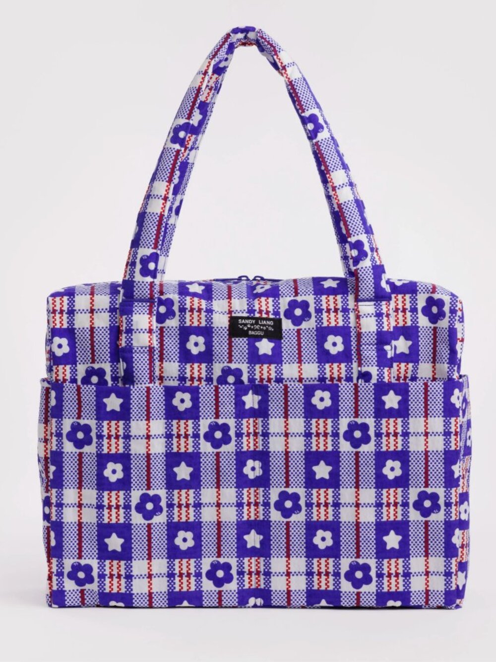 NWT BAGGU x Sandy Liang Cloud Carry-On Market Plaid Blue